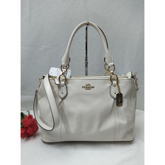 Coach Colette Ivory Leather Carryall Zipper Satchel Bag - NWT $478 - Picture 1 of 16